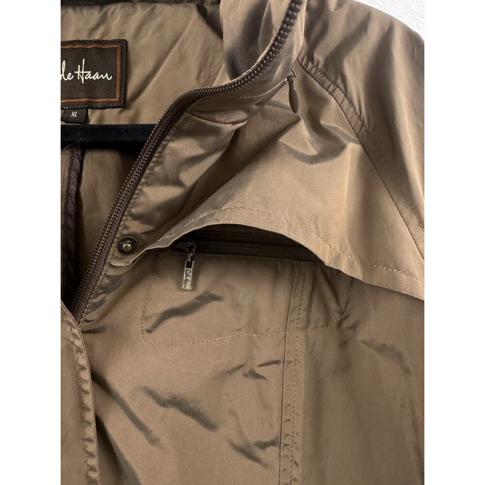 Cole Haan Women’s Taupe Hooded Raincoat Lightweight Mock Neck Jacket XL - Picture 2 of 16